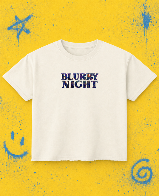 Blurry Night off-white oversized graphic T-shirt by Bastee, front view