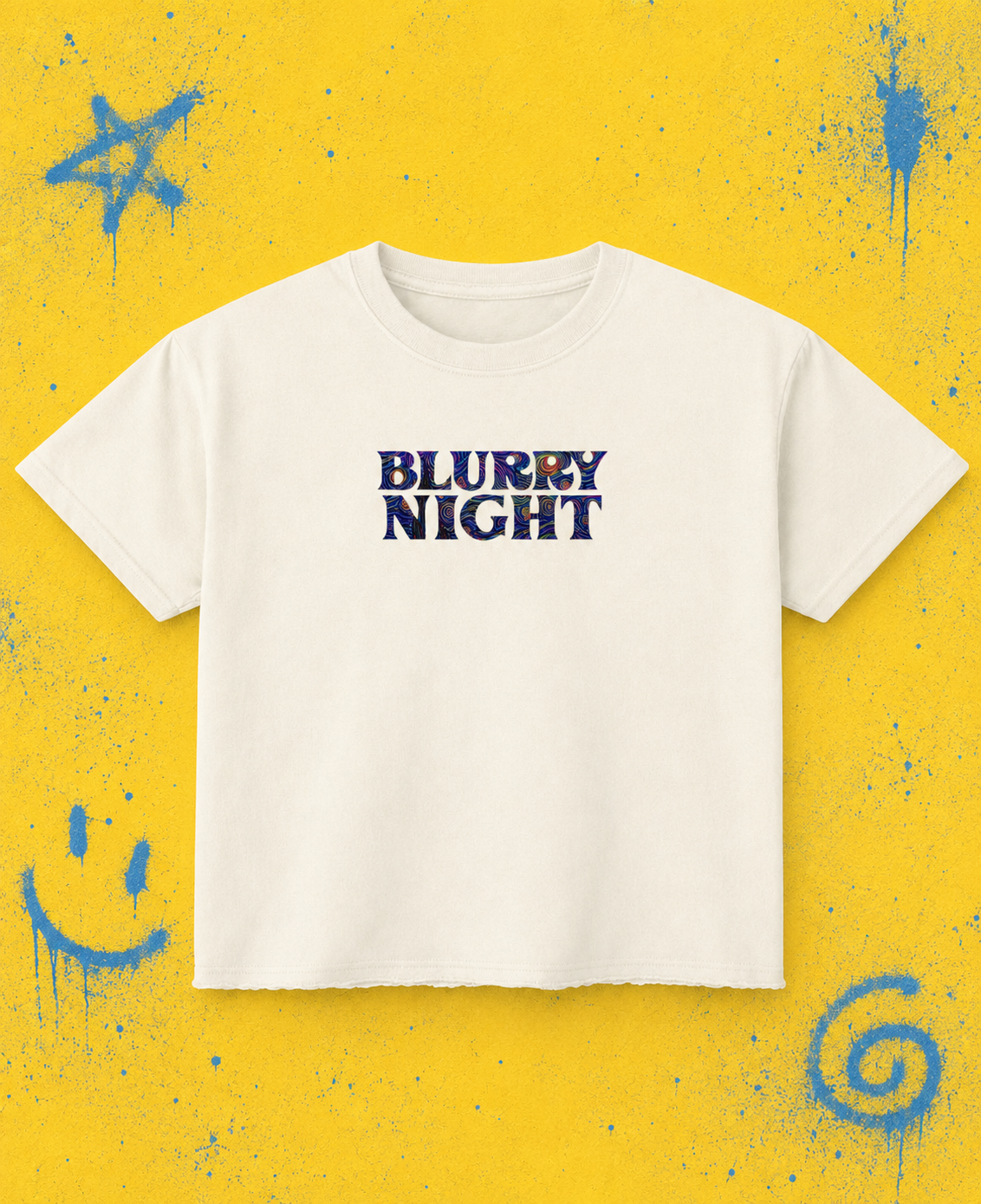 Blurry Night off-white oversized graphic T-shirt by Bastee, front view