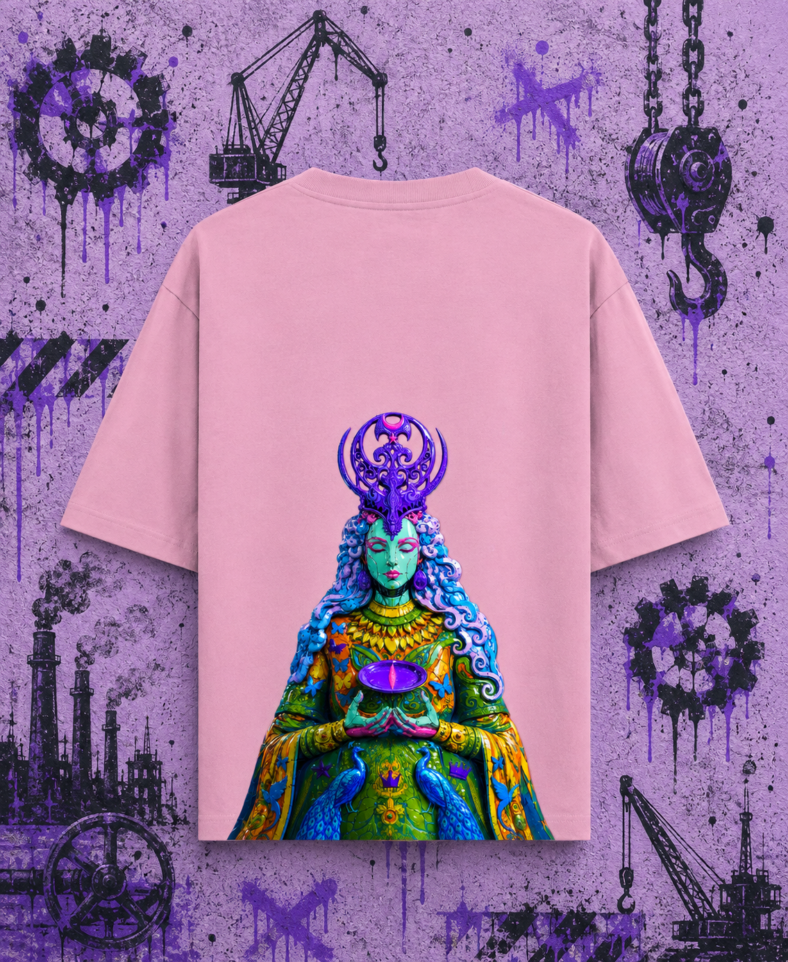 The Last Line pink oversized graphic t-shirt by Bastee, back view 